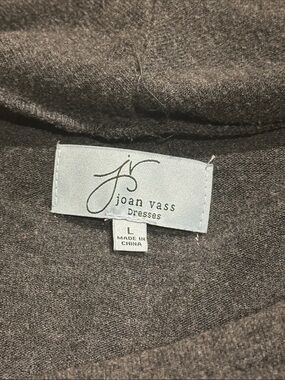 Joan Vass Charcoal Cowl Neck Knit Dress, L
